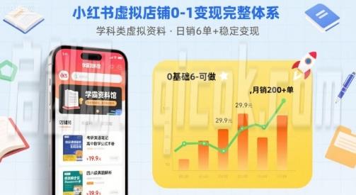 小红书虚拟店铺0-1变现完整体系：卖学科类虚拟资料，一天6张+，很稳定【已完结】-启创网